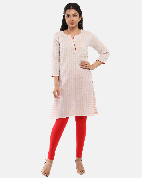 Ishitva Women's PC Printed Straight white Kurta