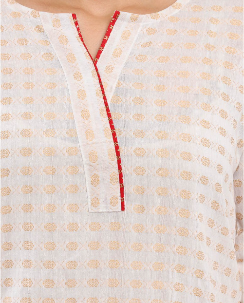 Ishitva Women's PC Printed Straight white Kurta