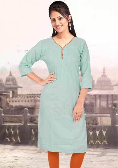 Cotton Mix Stripes Straight Kurta