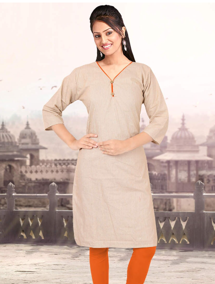 Cotton Mix Stripes Straight Kurta