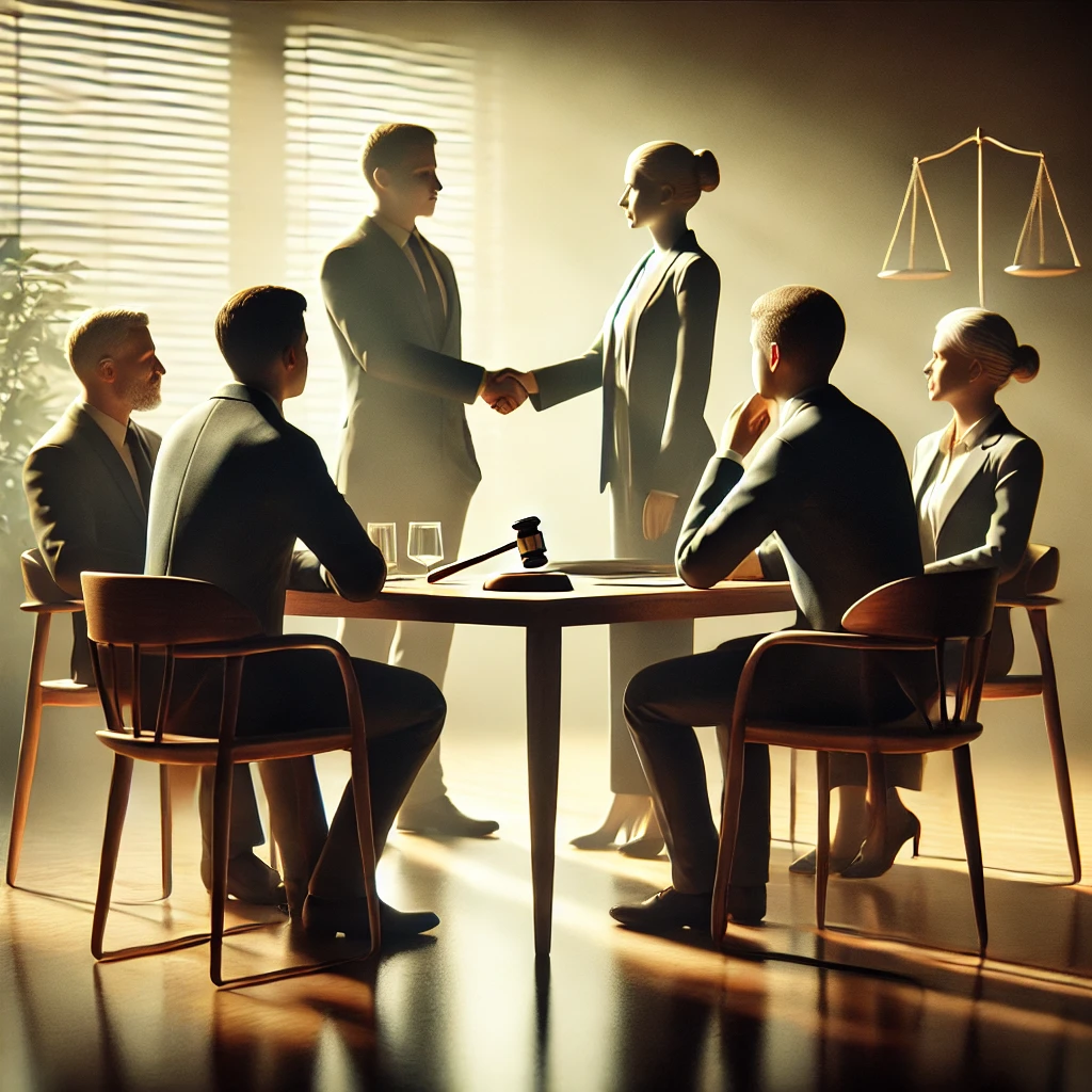 Arbitraje o mini juicio (mini trial) privado, con asistencia de abogados e incluso terceras personas