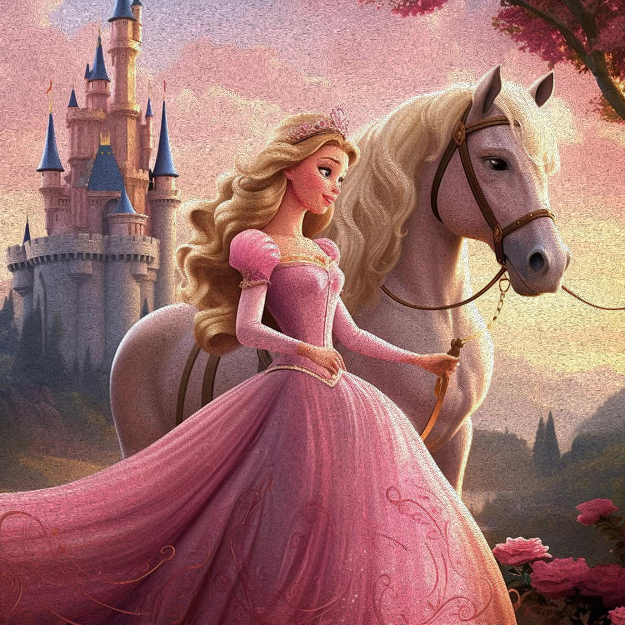 The Princess and her Noble steed 17x17 inches print on high-quality artboard with UV ray laminate coating no glass required