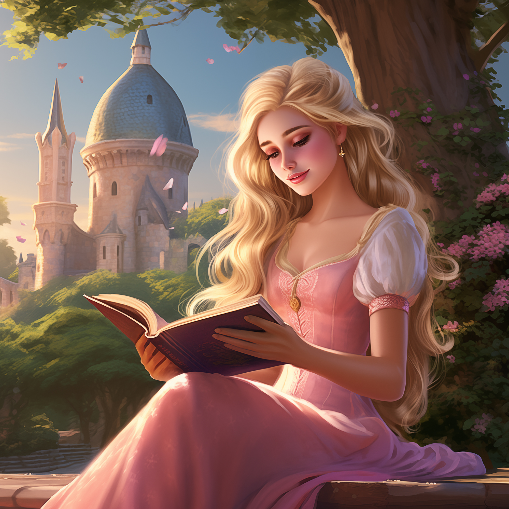Princess reading a story 17x17 print on high-quality artboard with UV ray laminate coating no glass required