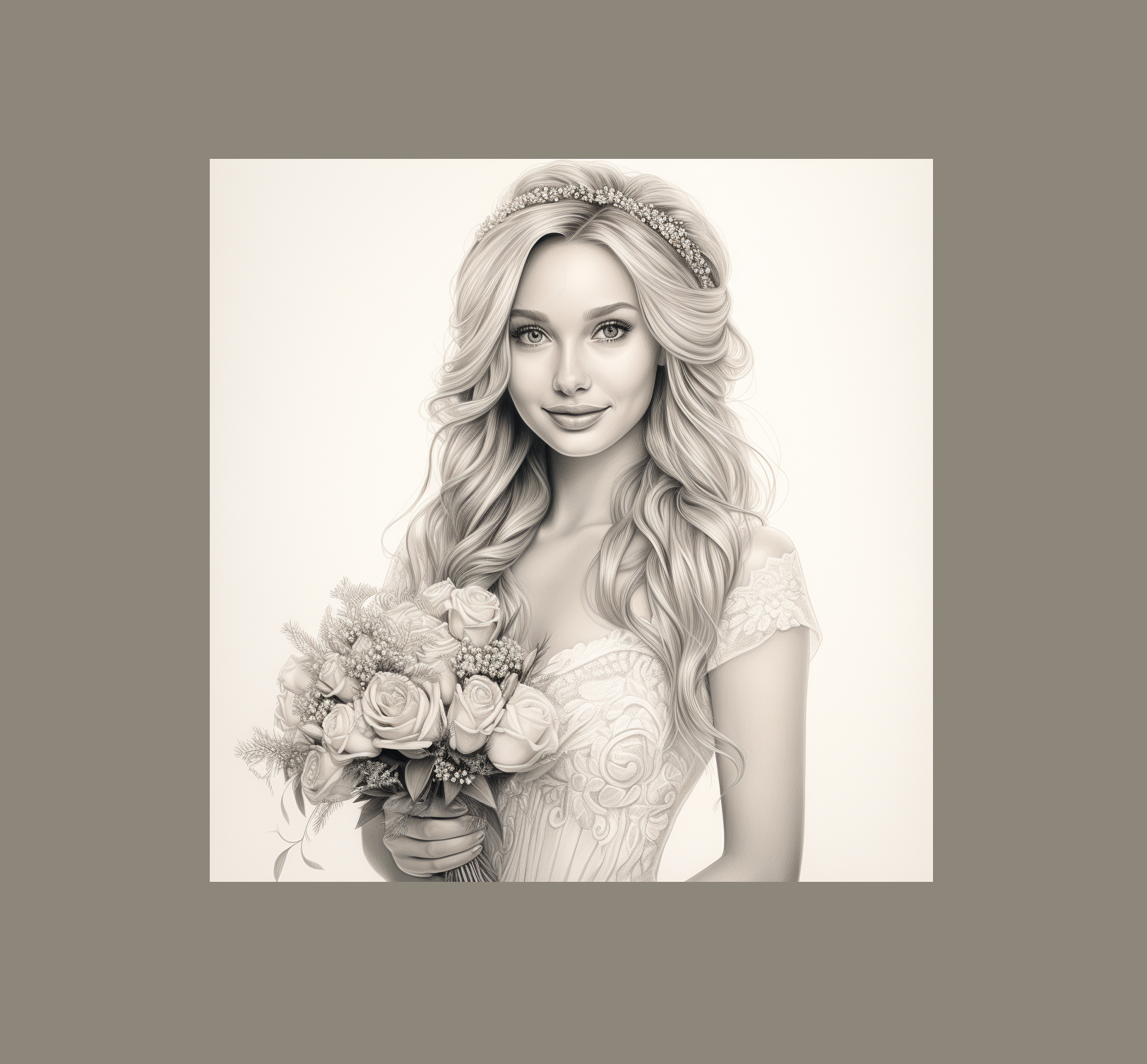 Professional custom hand-drawn Bridal please email the bridal portrait of what you would like done 14x14 or 11x14 