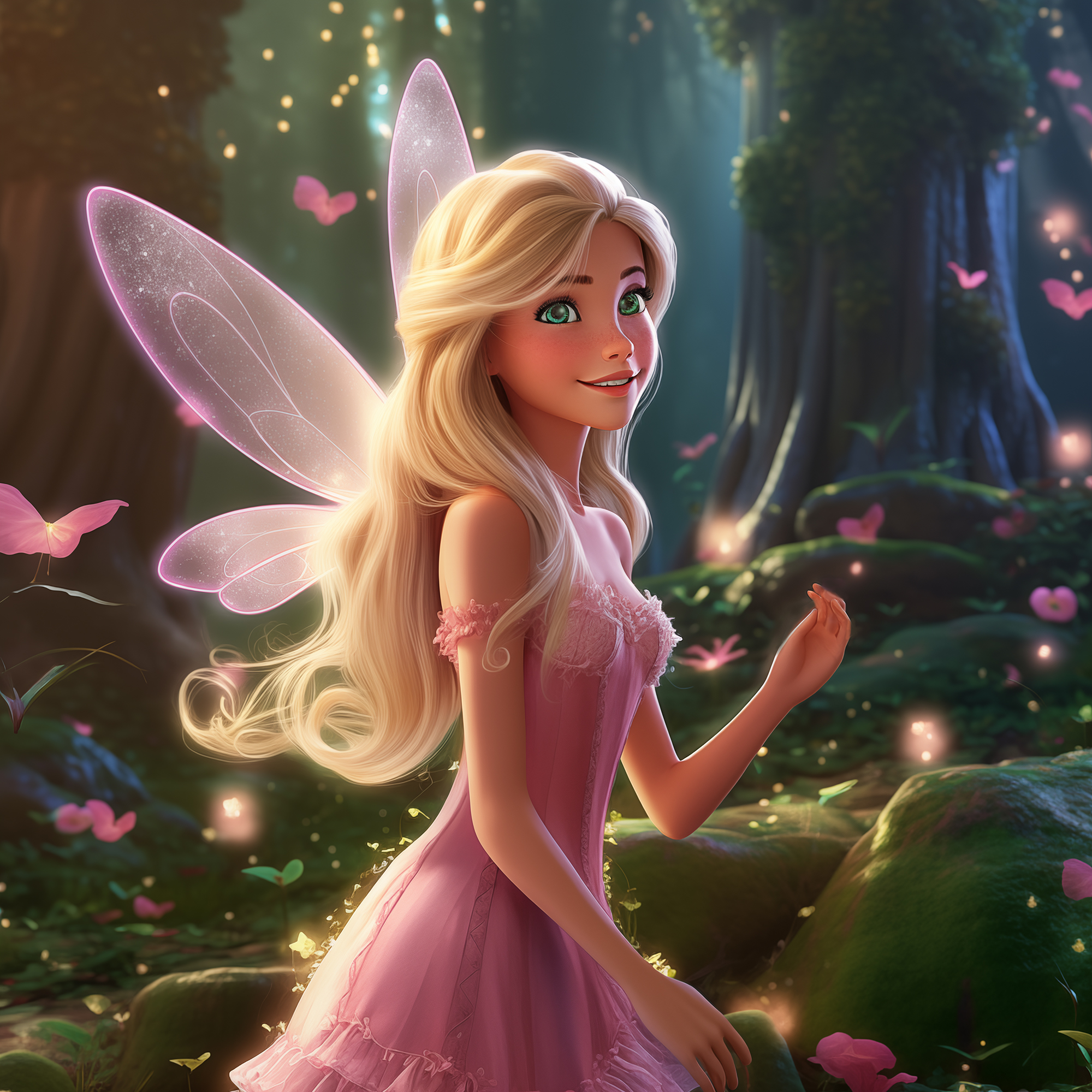 Fairy Emma in her enchanted forest 17x17 print on high-quality artboard with UV ray laminate coating no glass required.