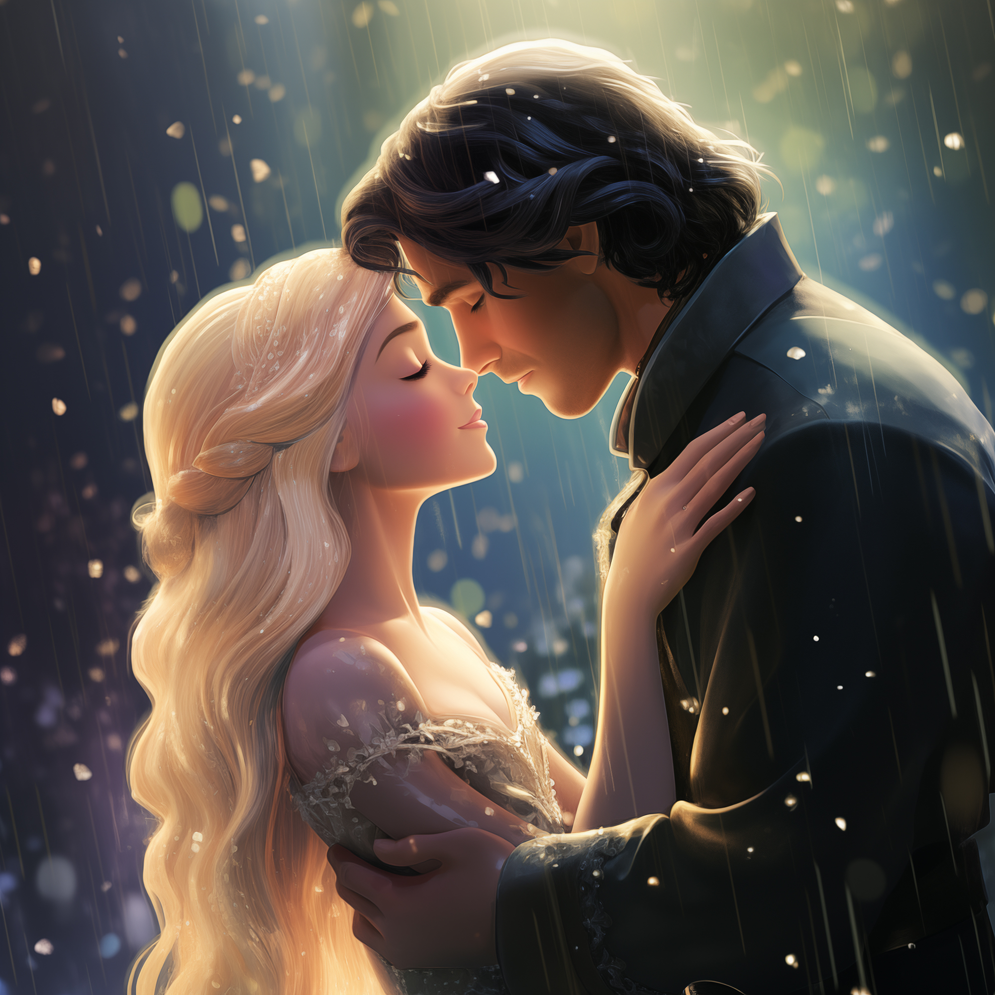 Kiss me in the pouring rain 17x17 print on high-quality artboard with UV ray laminate coating no glass required