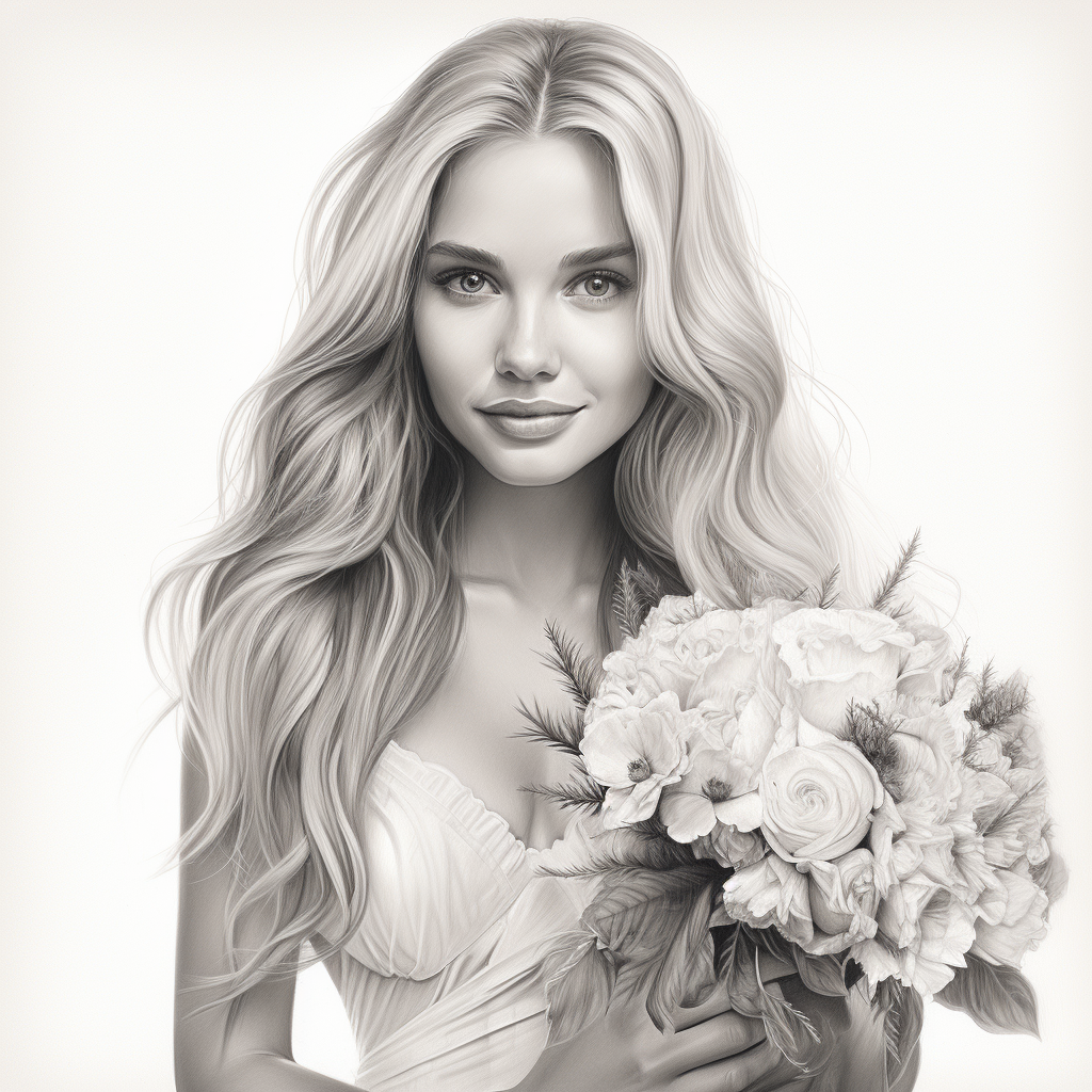 The ultimate package deal professional custom hand-drawn Bridal portrait. Please email the bridal photo portrait of what you would like done 16x20 or 17x17 size 