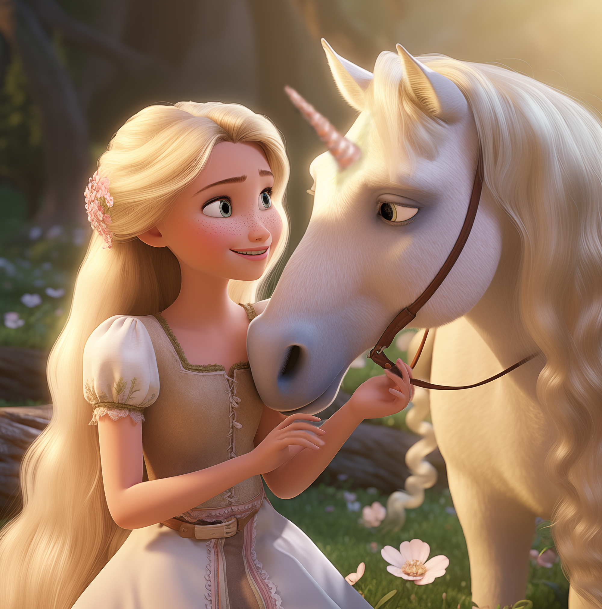 Princess and her Unicorn 17x17 print on high-quality artboard with UV ray laminate coating no glass required