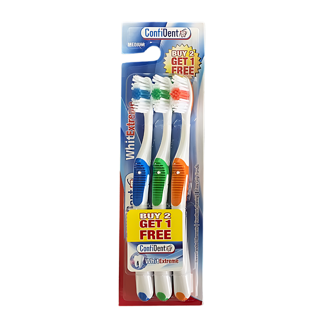  Confident White Extreme 2+1 Double-Action Bristles with Tongue Cleaner