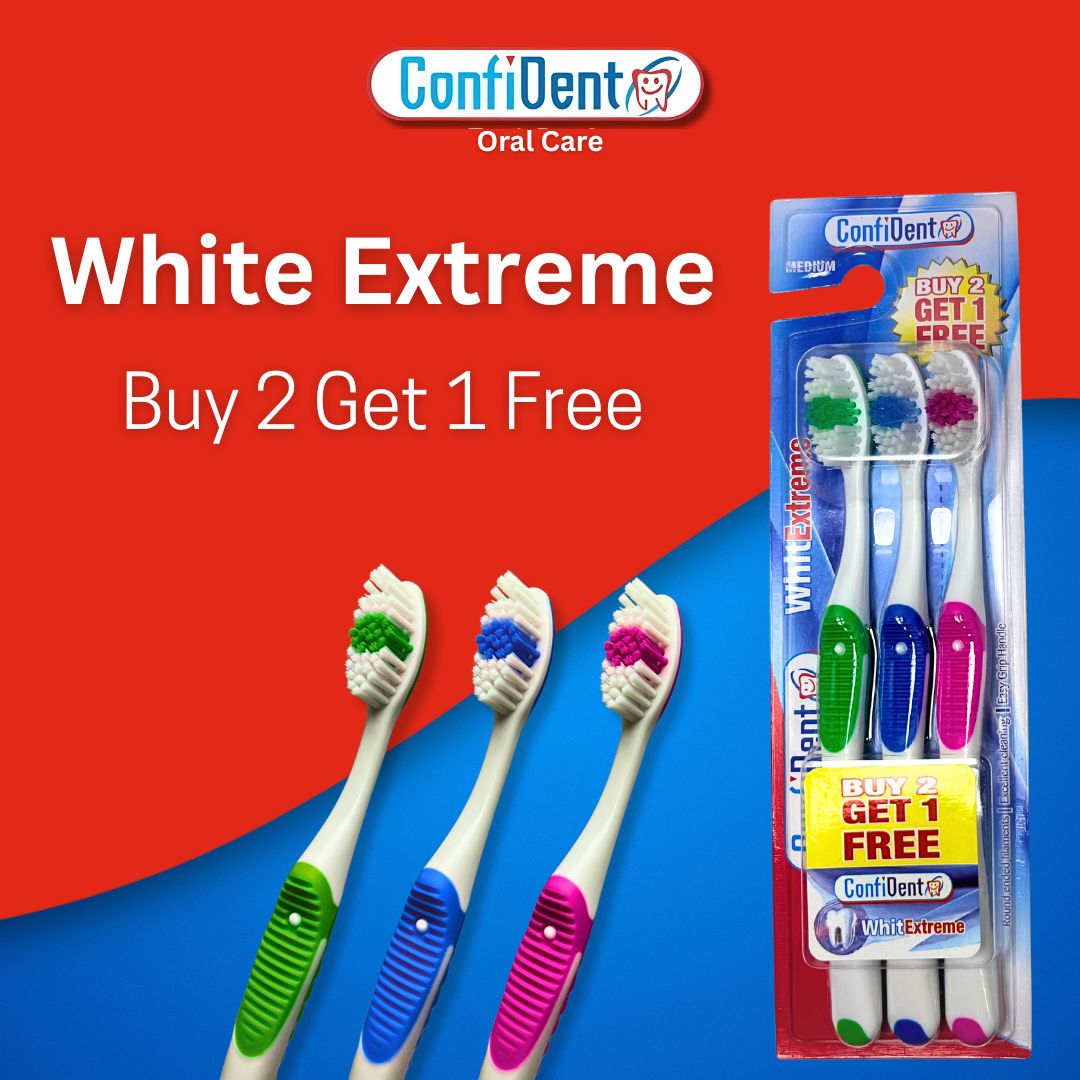  Confident White Extreme 2+1 Double-Action Bristles with Tongue Cleaner