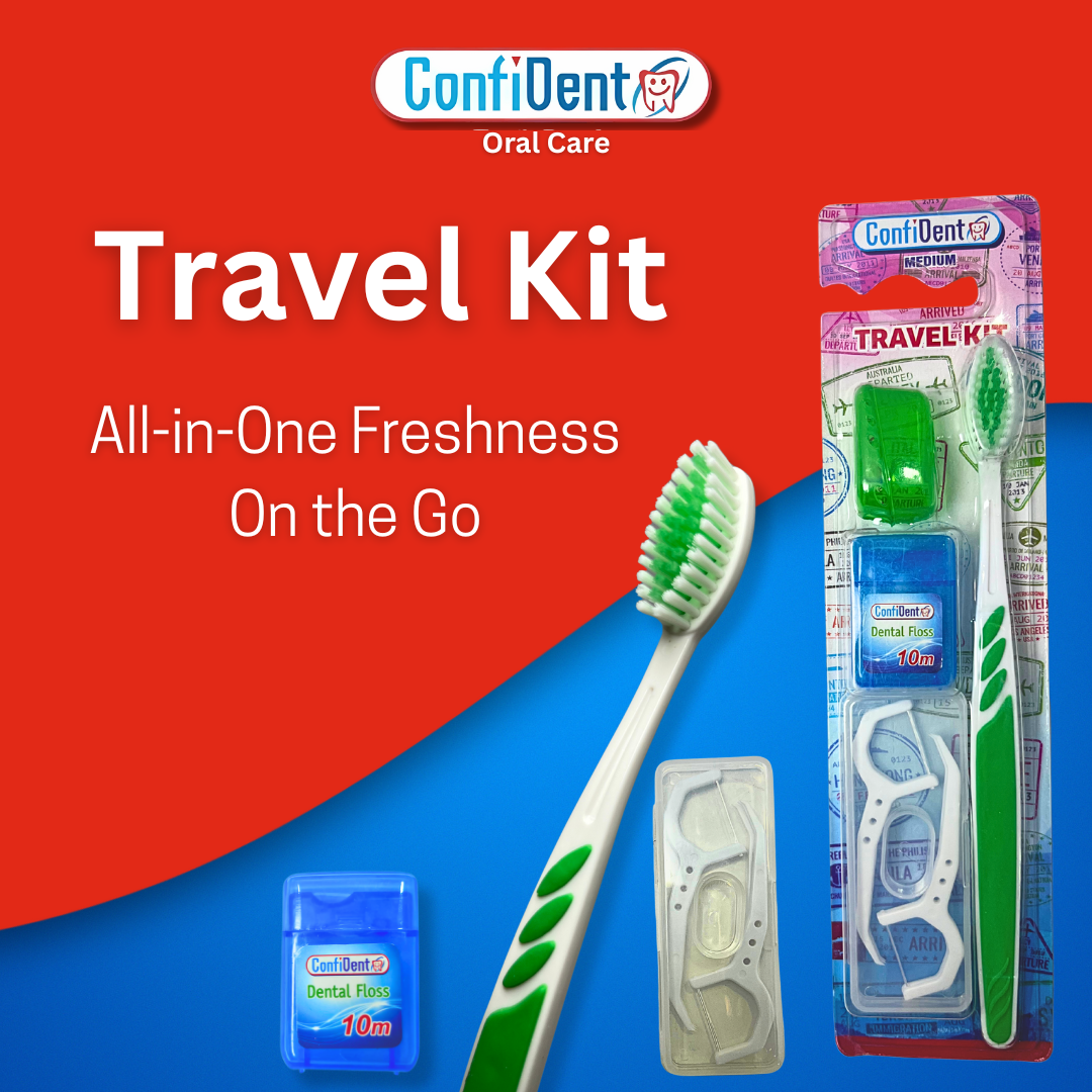 Confident Travel Kit Toothbrush+Dental Floss+Dental Picks