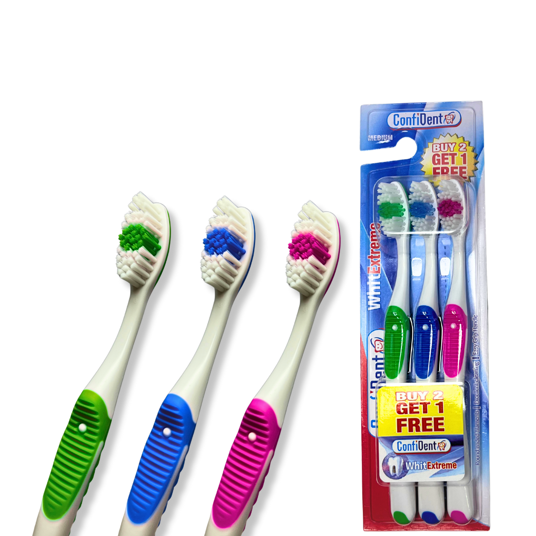  Confident White Extreme 2+1 Double-Action Bristles with Tongue Cleaner
