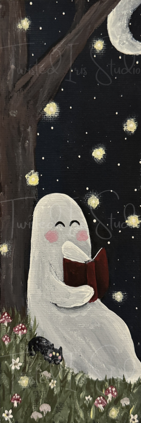 Ghosty & Hex: Reading Under the Stars – 2x6 Bookmark