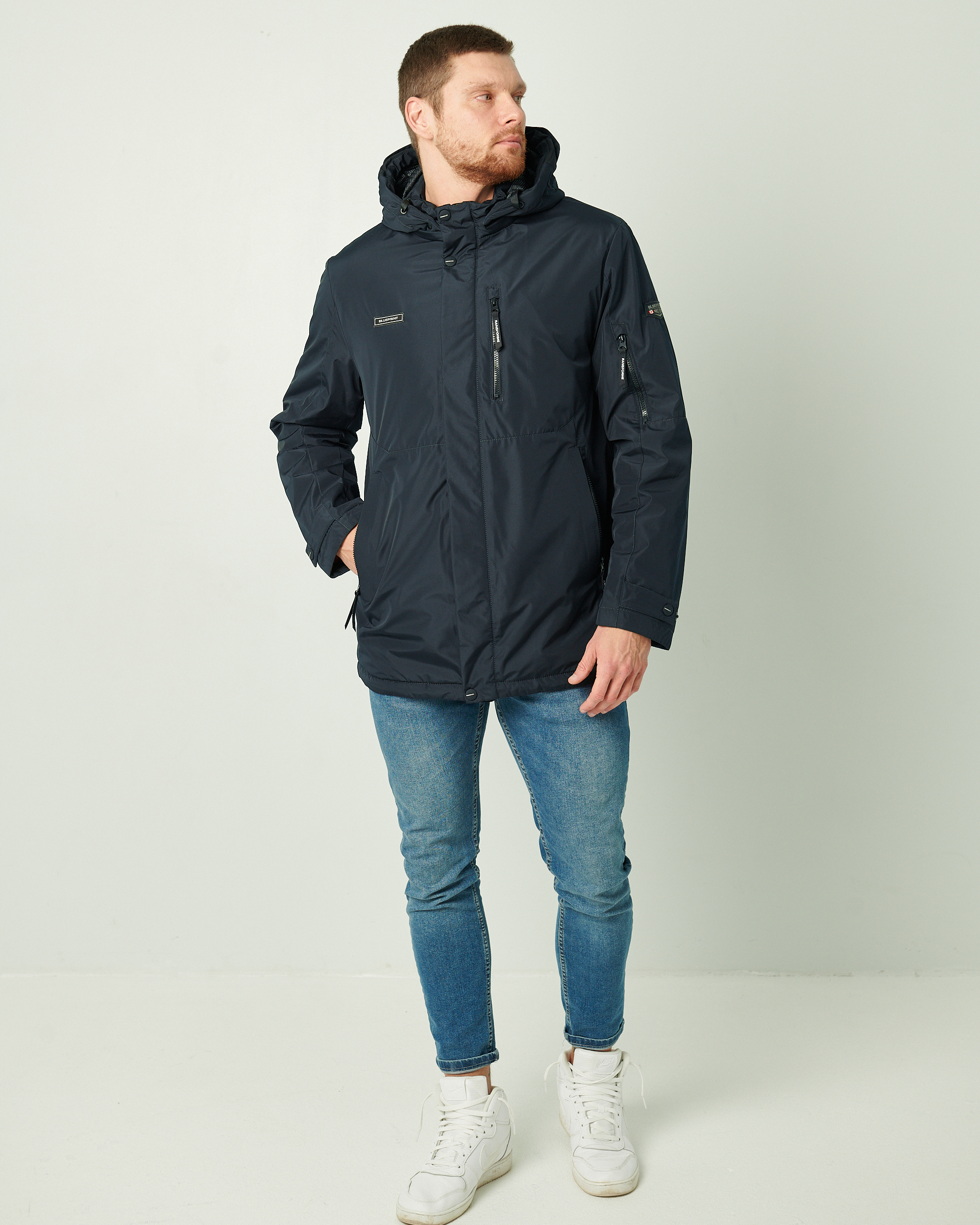 Klasikinė demisezoninė mėlynos spalvos striukė B03