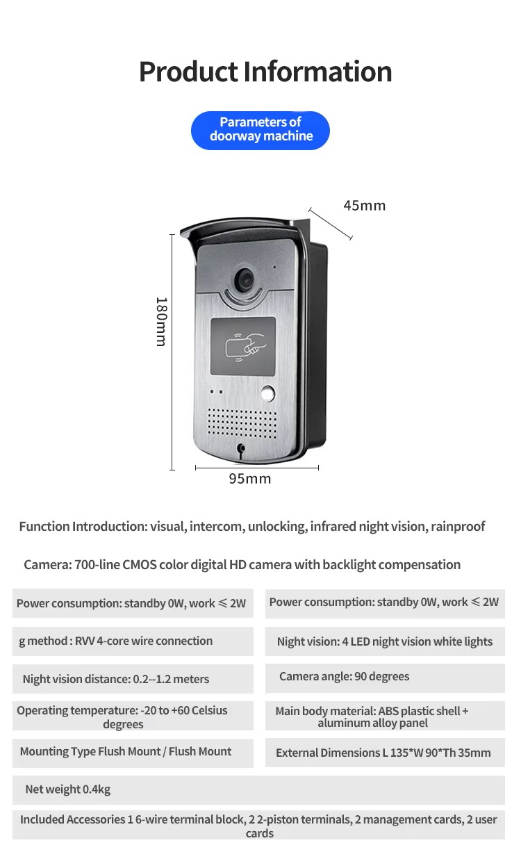 WiFi Smart Access Control Door Phone Waterproof with Touch Keypad