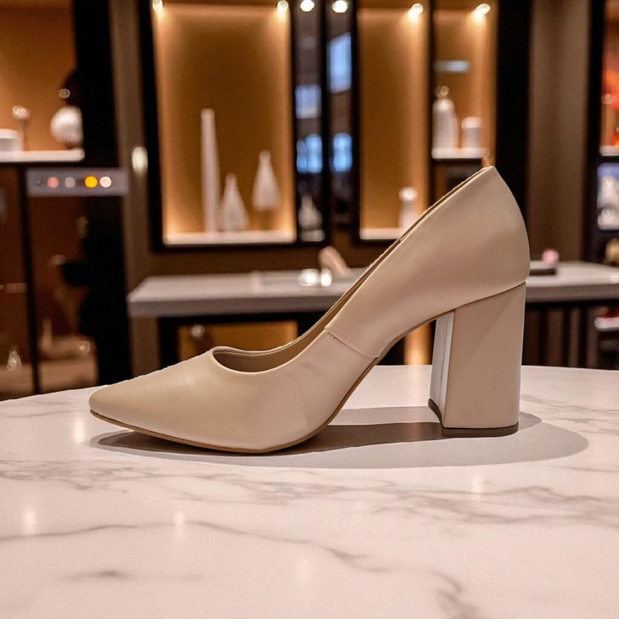 Scarpin Salto Bloco Nude