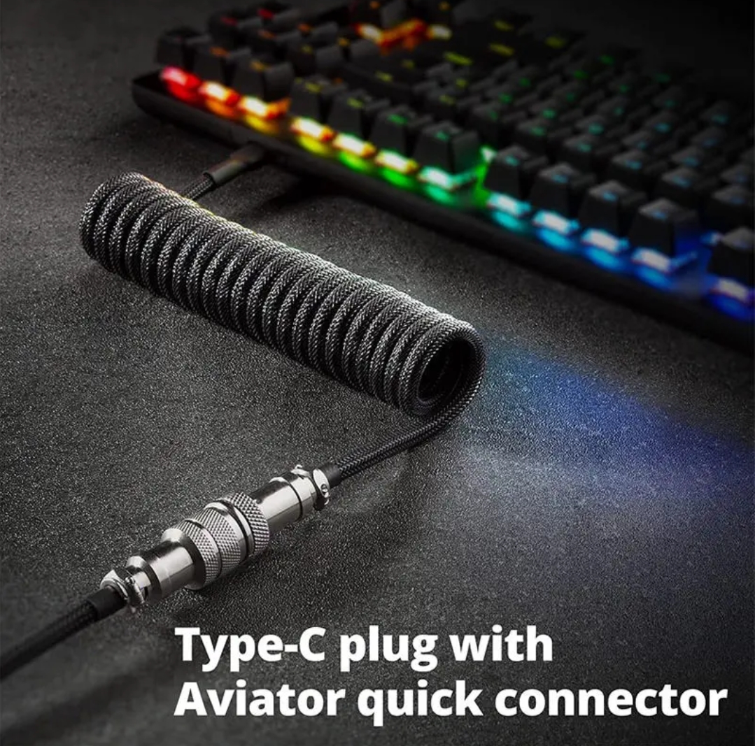 Custom Coiled USB C Cable for gaming keyboard