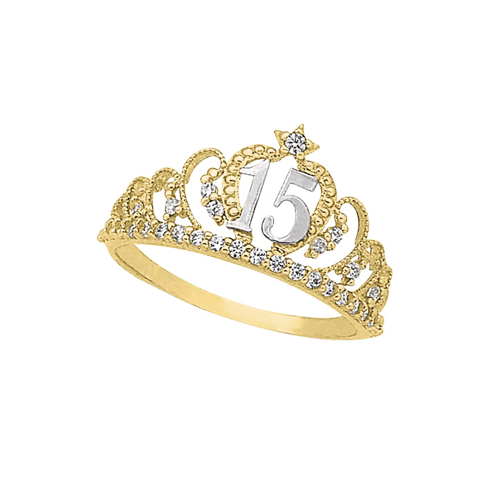 H11112510K Anillo Tiaras de Quinceañera oro 10k 