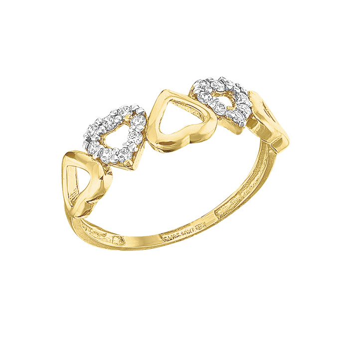 Anillo de oro con corazones 1662510k