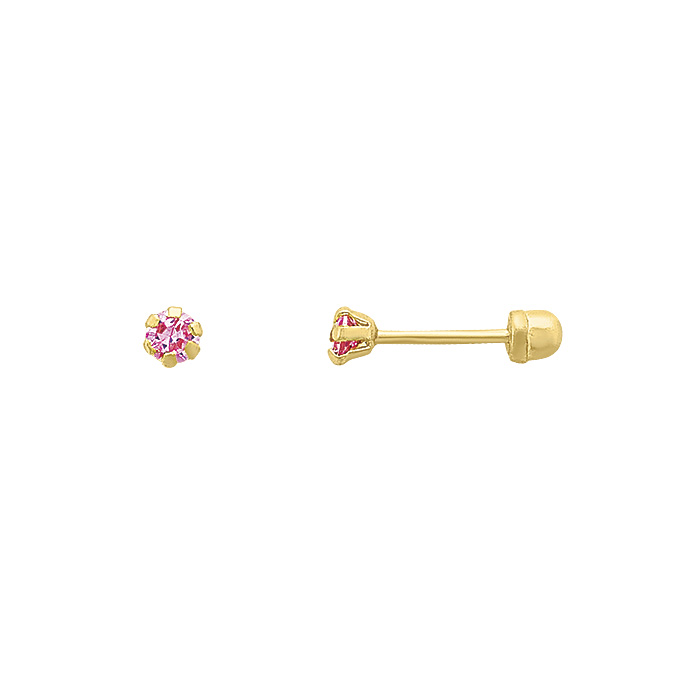 H38310K25#3MM Pendientes de oro  rosados 3mm  