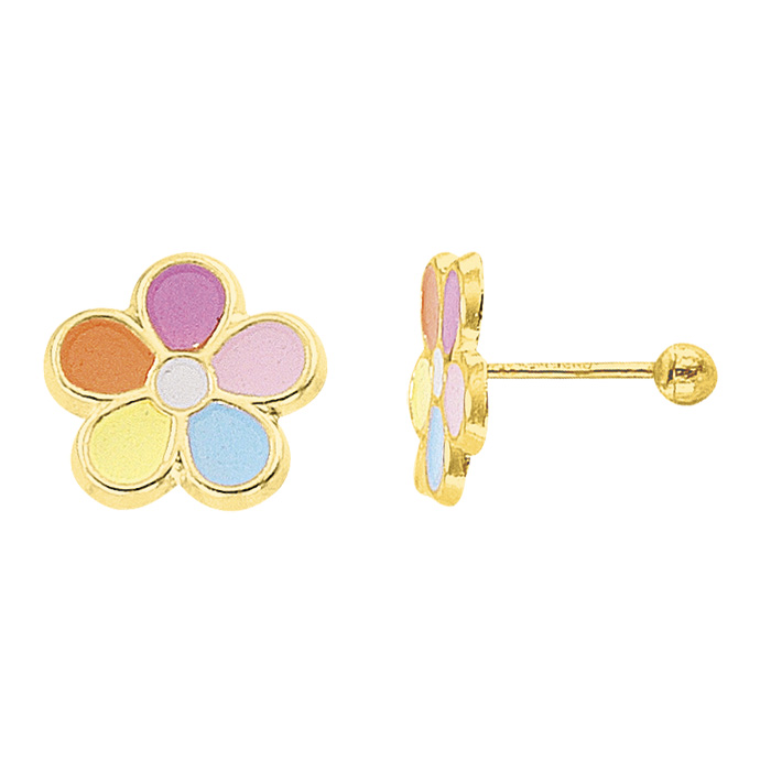 H451P2510K Pendientes de flor multicolor ORO10k