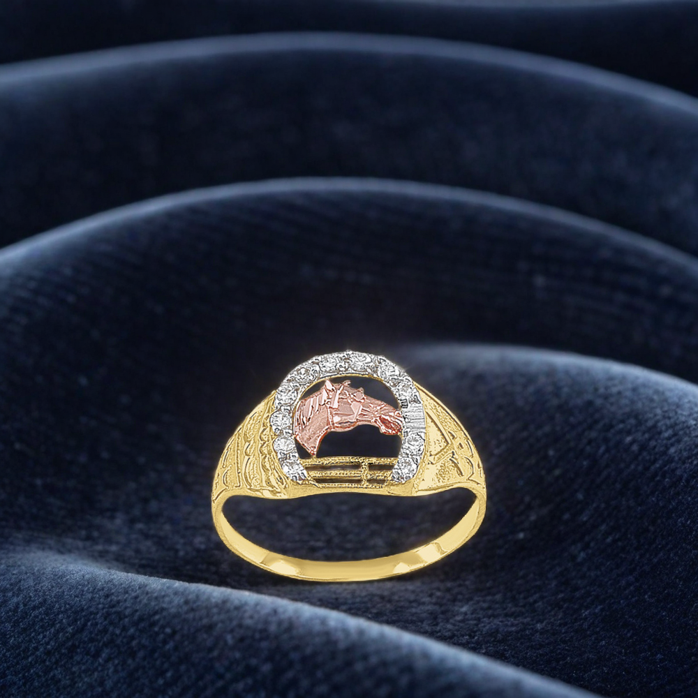 H20542512510K  Anillo de oro10k con diseño de caballo
