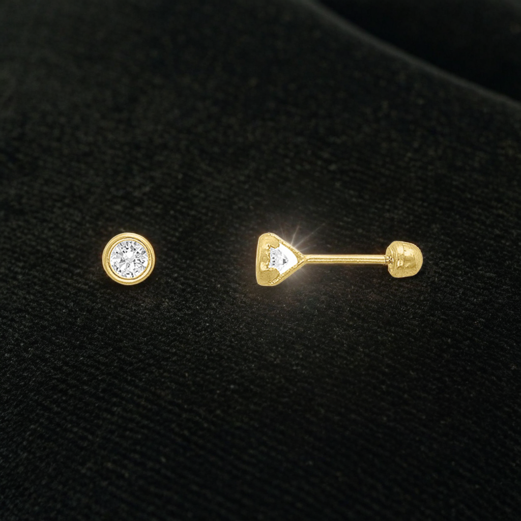 H39510K25#3MM Pendientes de oro 10k 3mm  