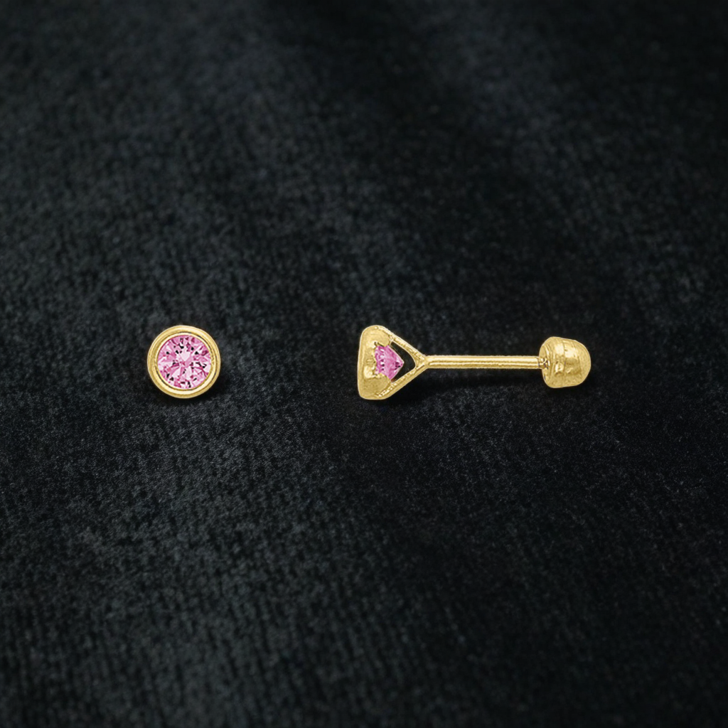H39610K25#3MM Broquel de oro 10k color rosa 3mm