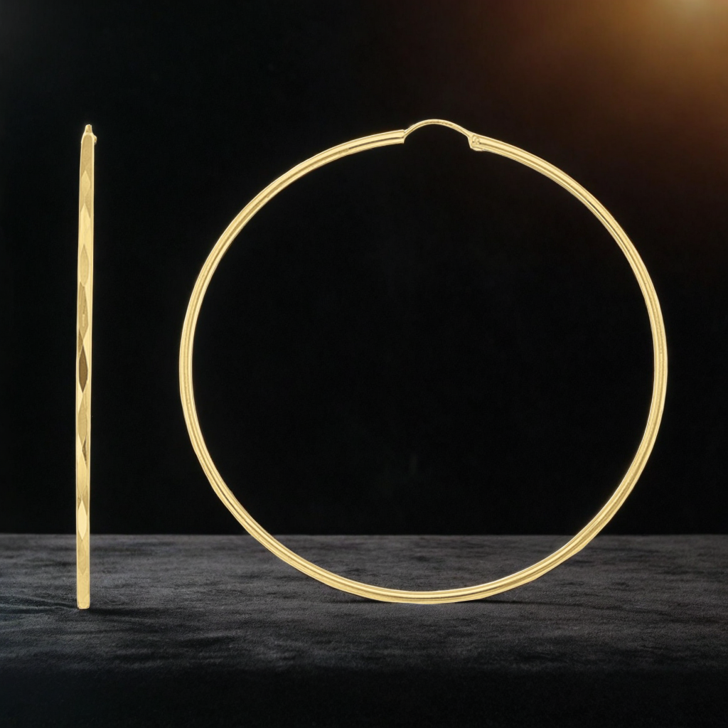 H54942510K Arracada tubo diamantada  6cm oro 10k 