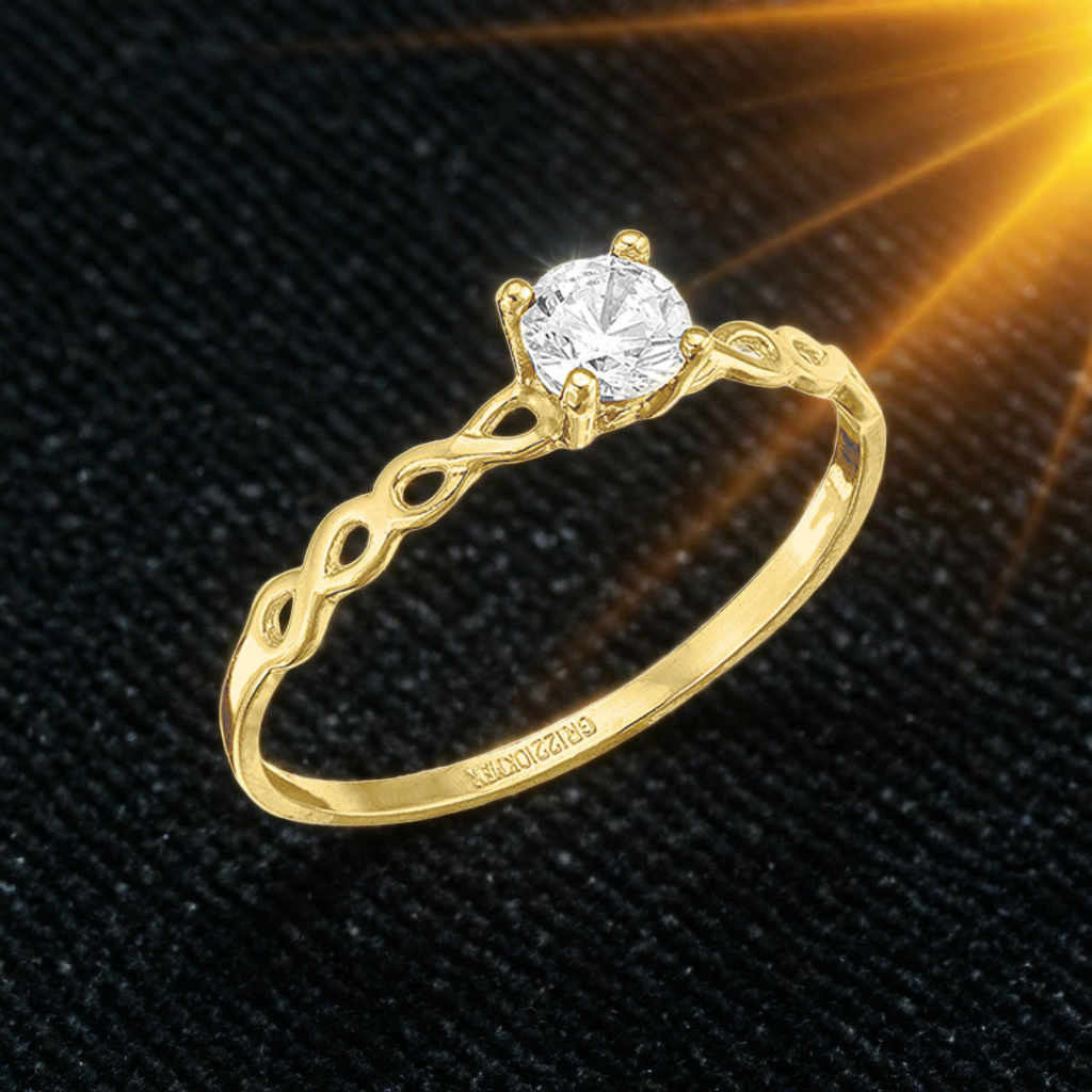 H1151012510K Anillo de oro y  circonio 