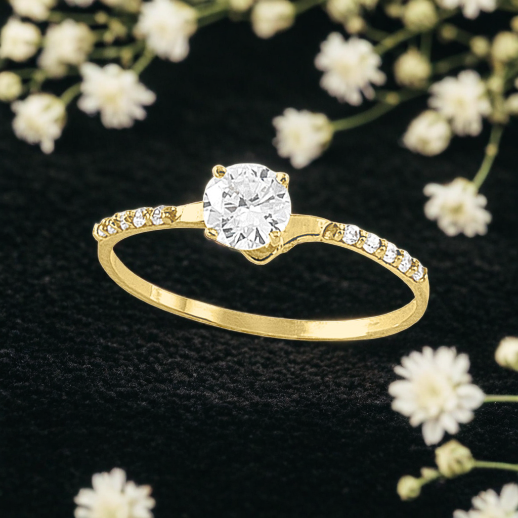 H1261812510K Anillo de oro con circonio