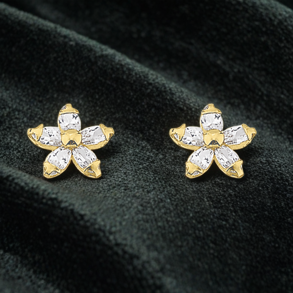 H453P2510K Broquel Pendientes de flores 10k