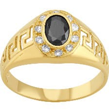 H20942512510K9 Anillo de oro 10K piedra ónix negro