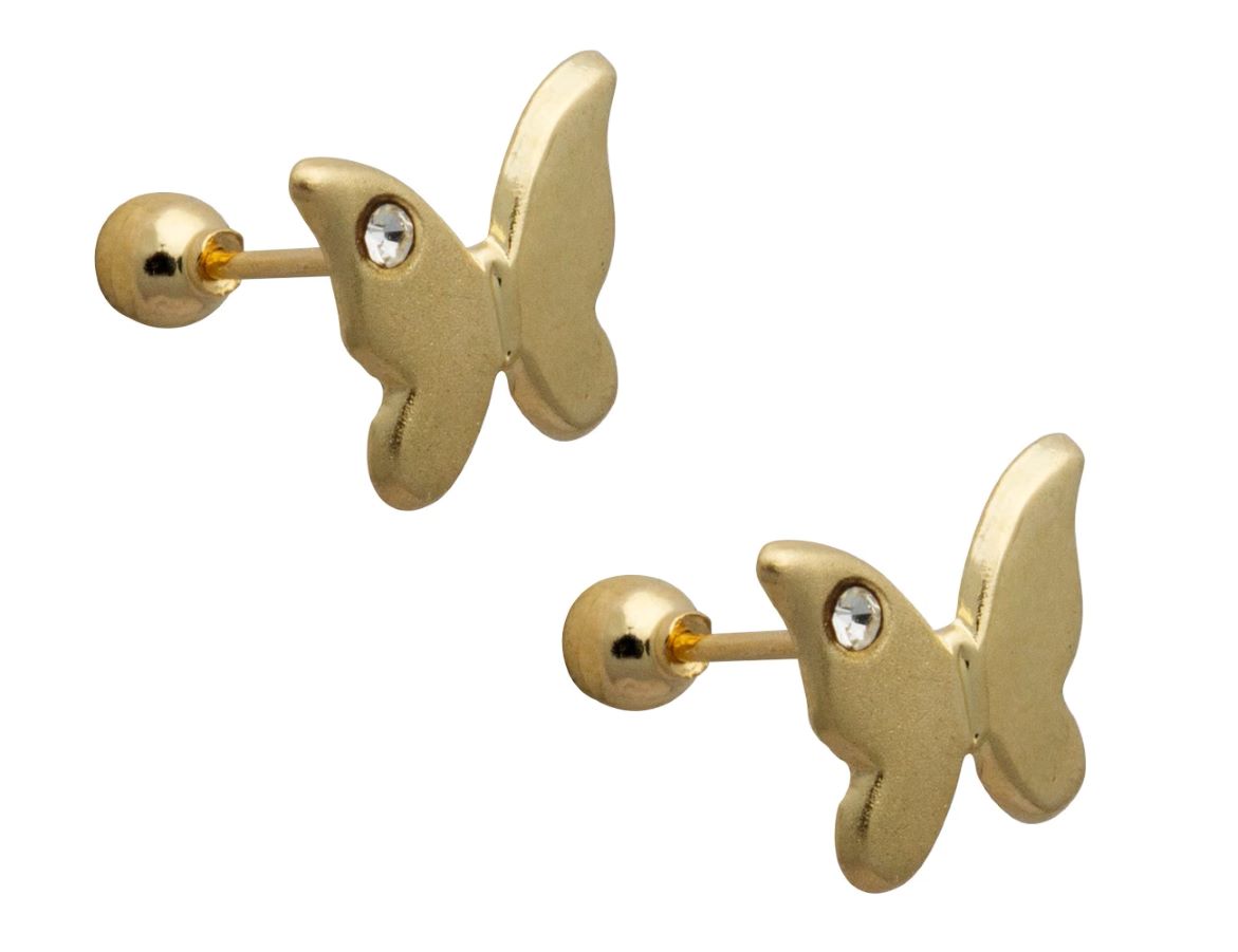 H995P2514K Broquel Pendientes de Mariposa 14k 