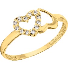 H1436251510K Anillo de oro 10k con corazones