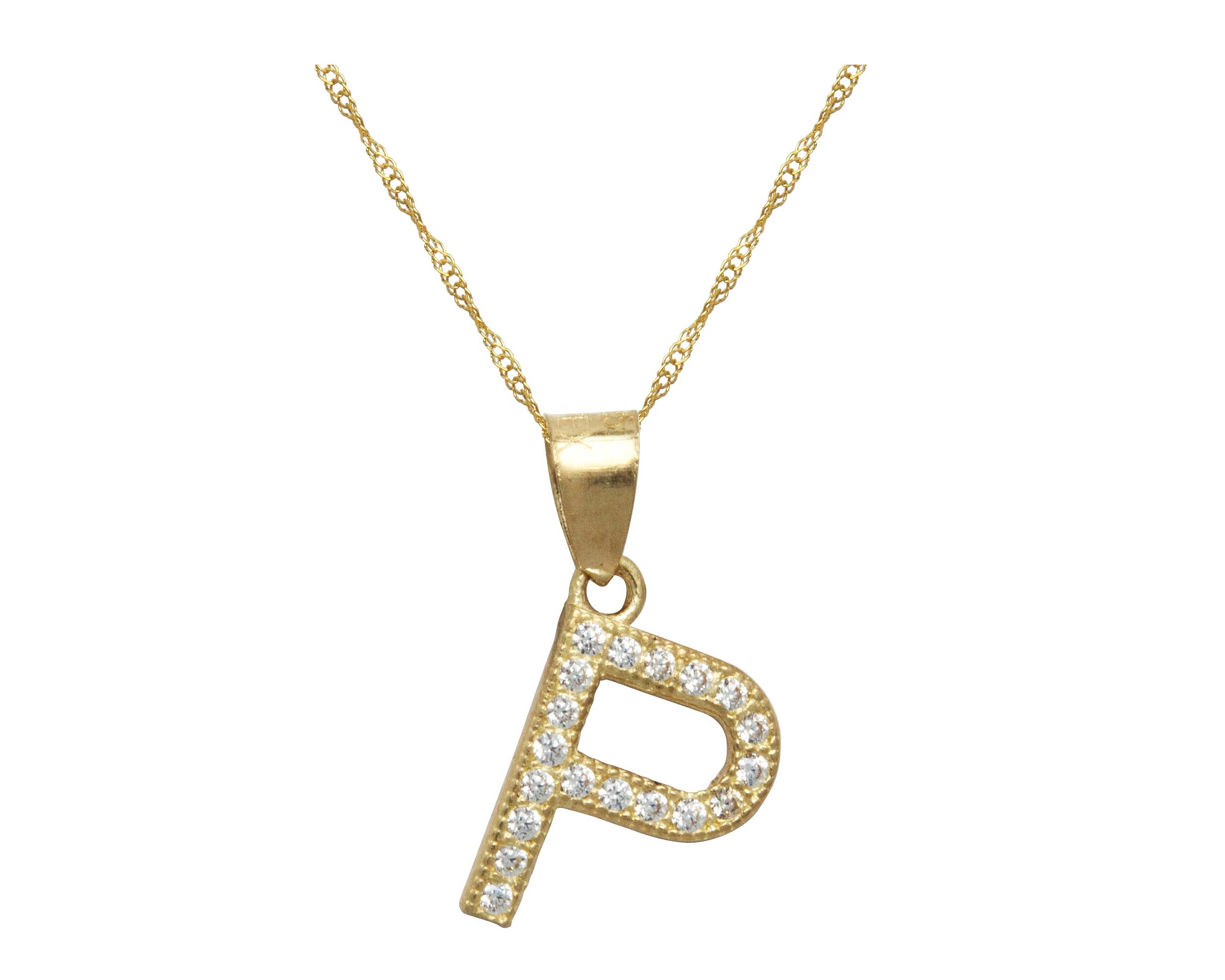 H644LT898CD30102510K45cm Collar con dije letra P oro 10k 