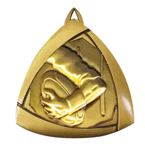 Rugby Triangle Sculptured Medal Gold