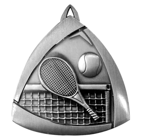Tennis Triangle Sculptured Medal Silver