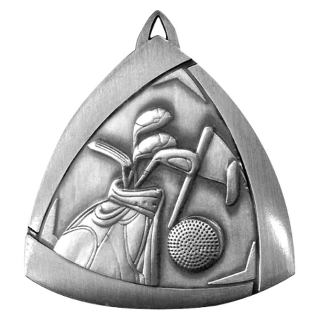 Golf Triangle Sculptured Medal Silver