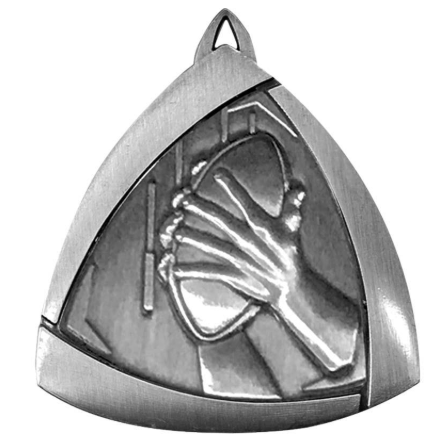 Aussie Rules Triangle Sculptured Medal Silver