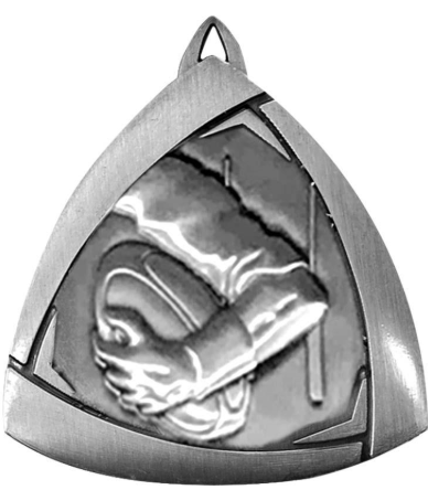 Rugby Triangle Sculptured Medal Silver