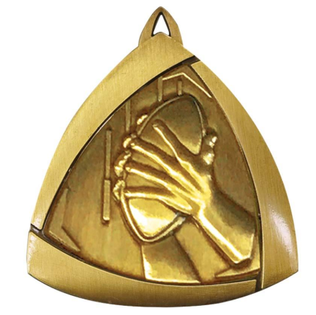 Aussie Rules Triangle Sculptured Medal  Gold