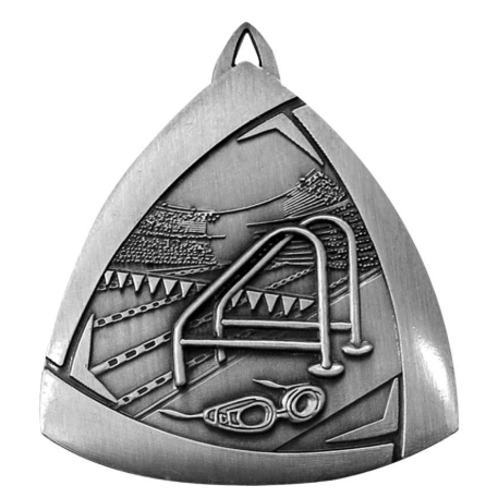 Swimming Triangle Sculptured Medal Silver