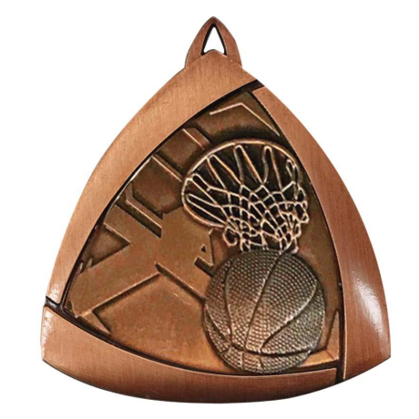 Basketball Triangle Sculptured Medal Bronze