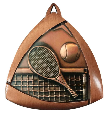 Tennis Triangle Sculptured Medal Bronze