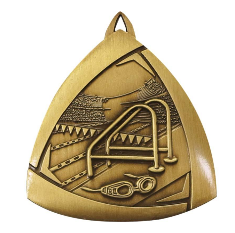 Swimming Triangle Sculptured Medal Gold