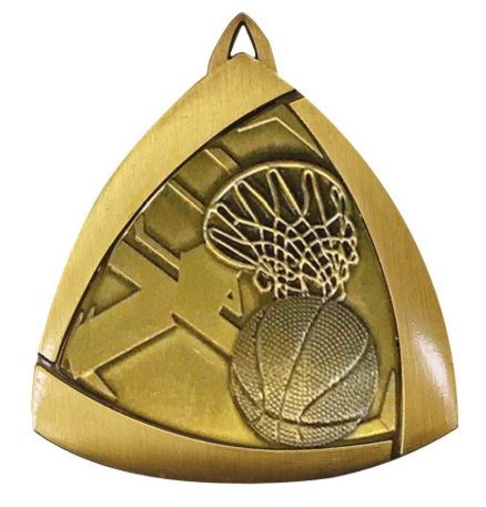 Basketball Triangle Sculptured Medal Gold