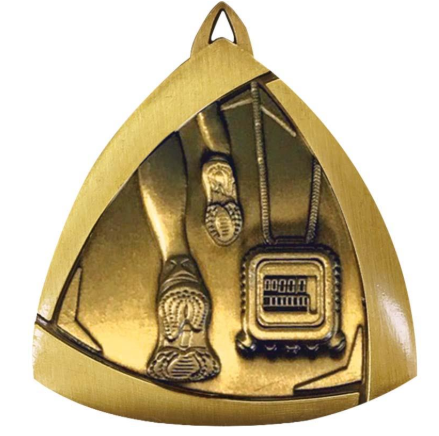 Track / Athletics Triangle Sculptured Medal Gold