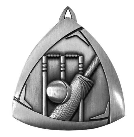 Cricket Triangle Sculptured Medal Silver