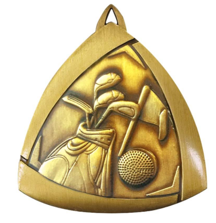 Golf Triangle Sculptured Medal Gold